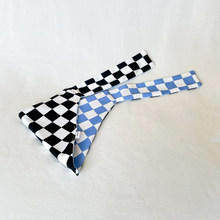 Load image into Gallery viewer, PRE-ORDER: Racing Pet Tie on Bandana - Black & Blue Checkered