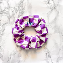 Load image into Gallery viewer, Racing Scrunchie: 'TCD' Purple Checkered