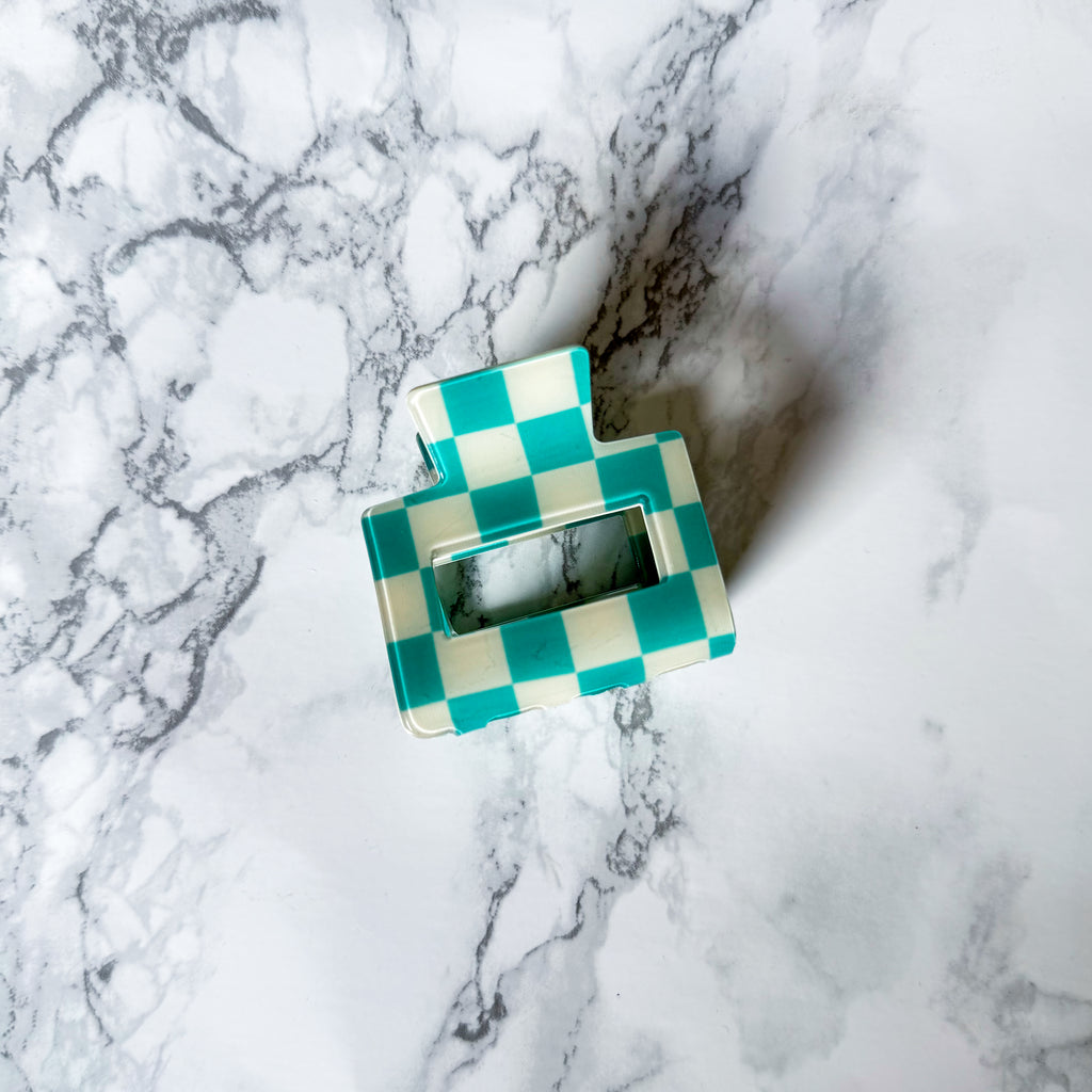 Checkered Flag Claw Clip Square