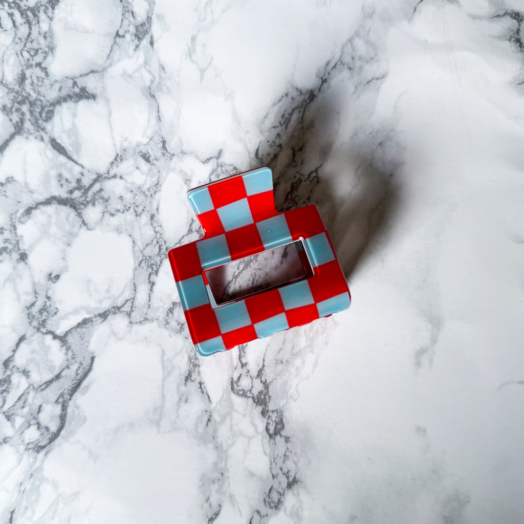 Checkered Flag Claw Clip Square