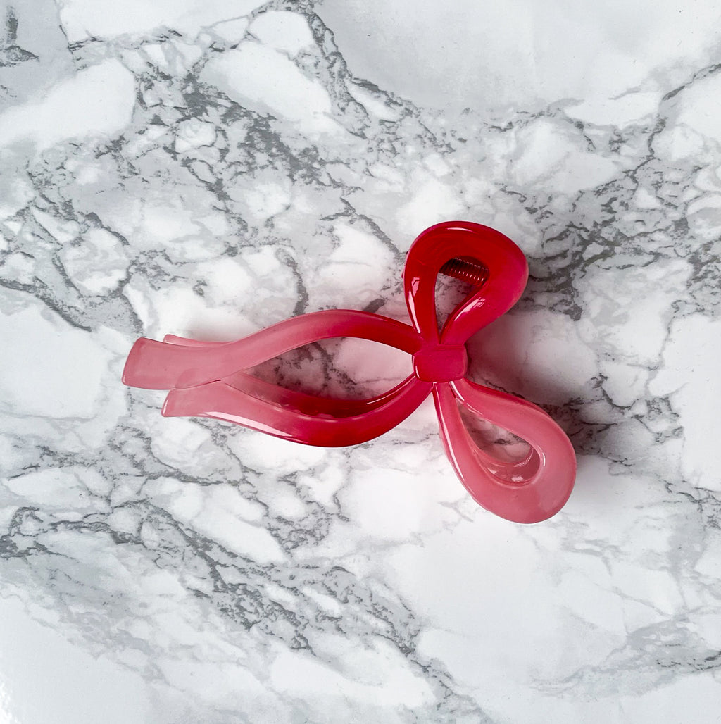 Pink Bow Claw Clip