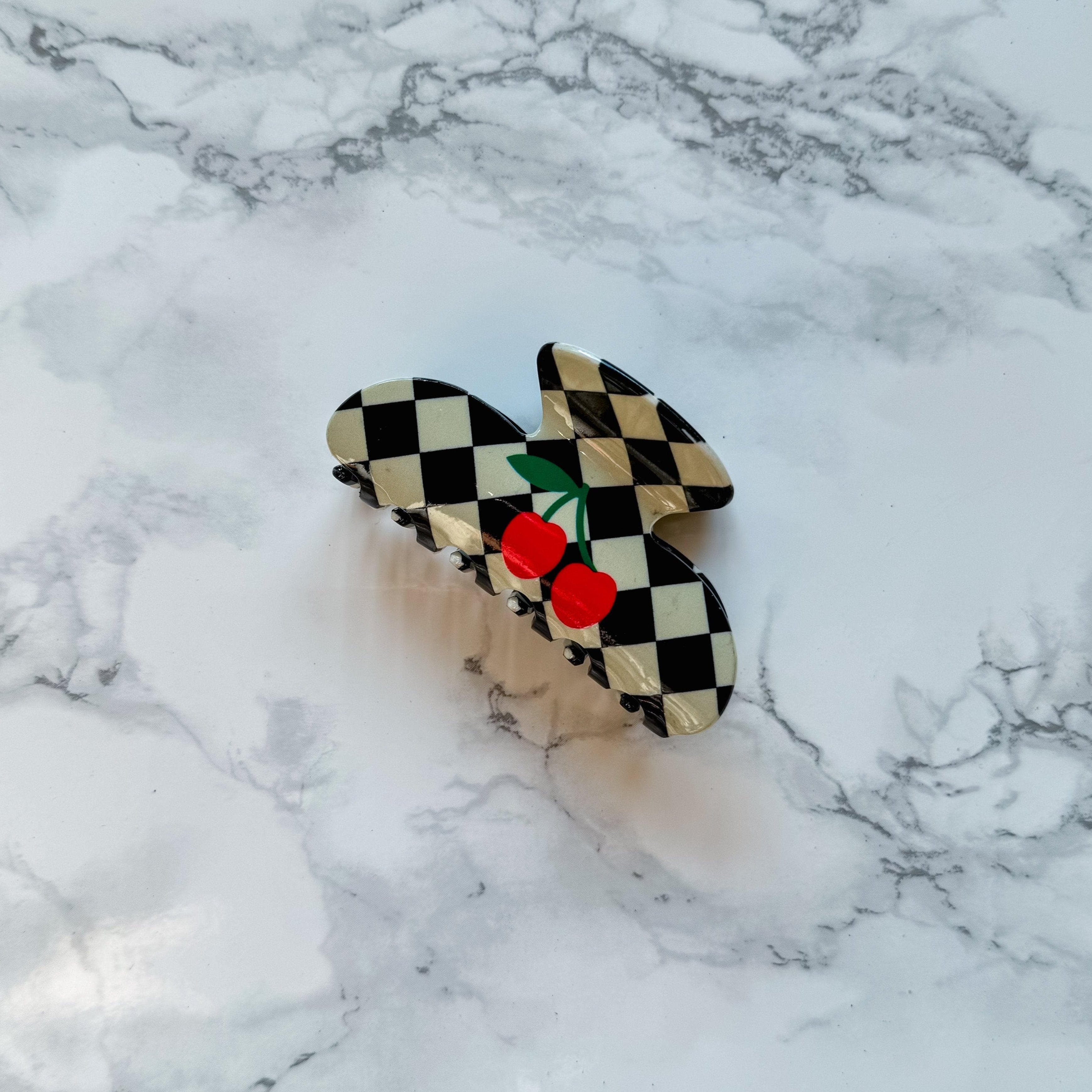 Checkered Flag Cherry Claw Clip