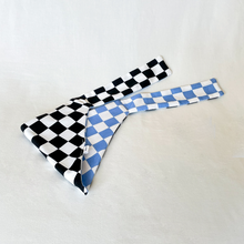 Load image into Gallery viewer, PRE-ORDER: Racing Pet Tie on Bandana - Black &amp; Blue Checkered
