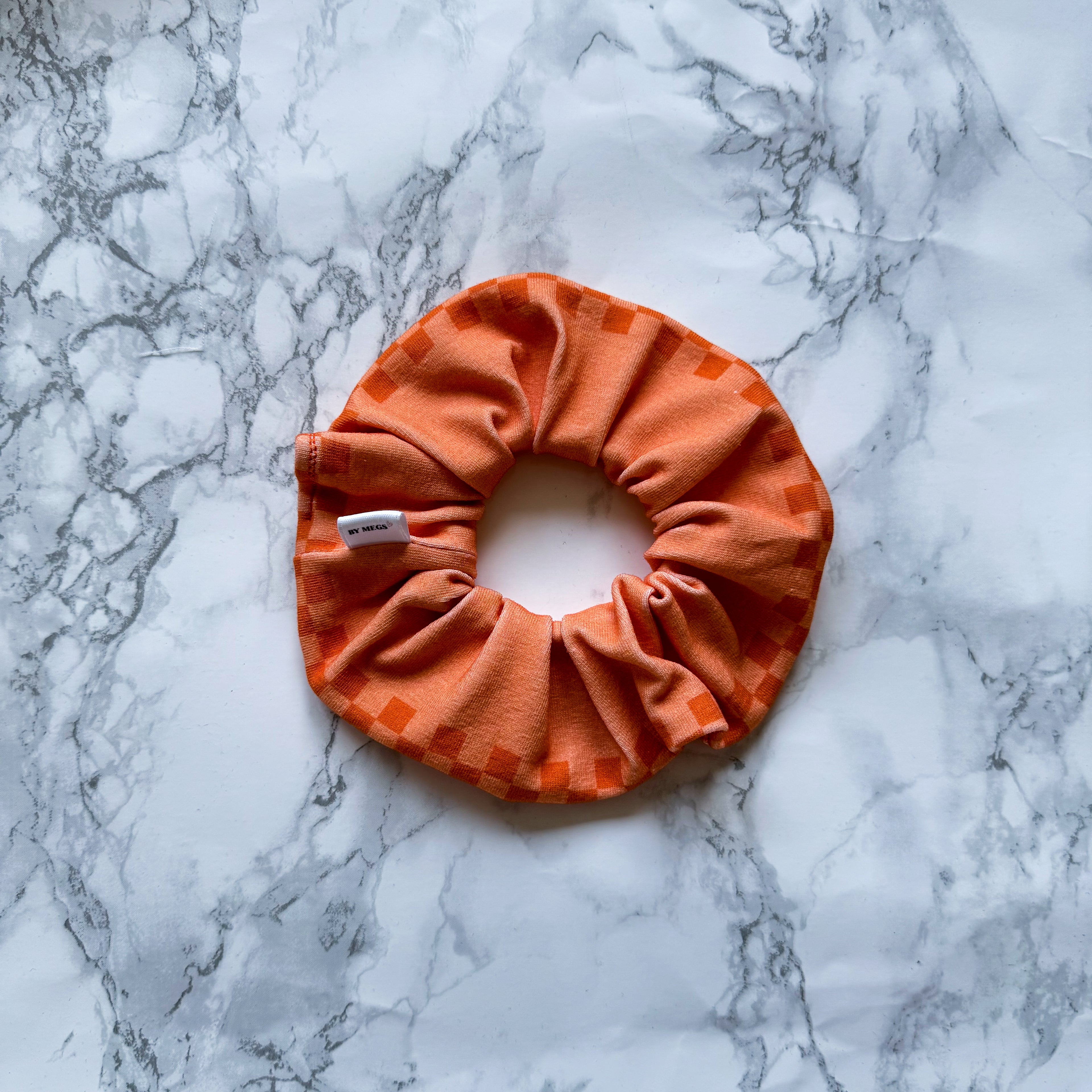 PRE-ORDER: Racing Scrunchie: Check Border Orange