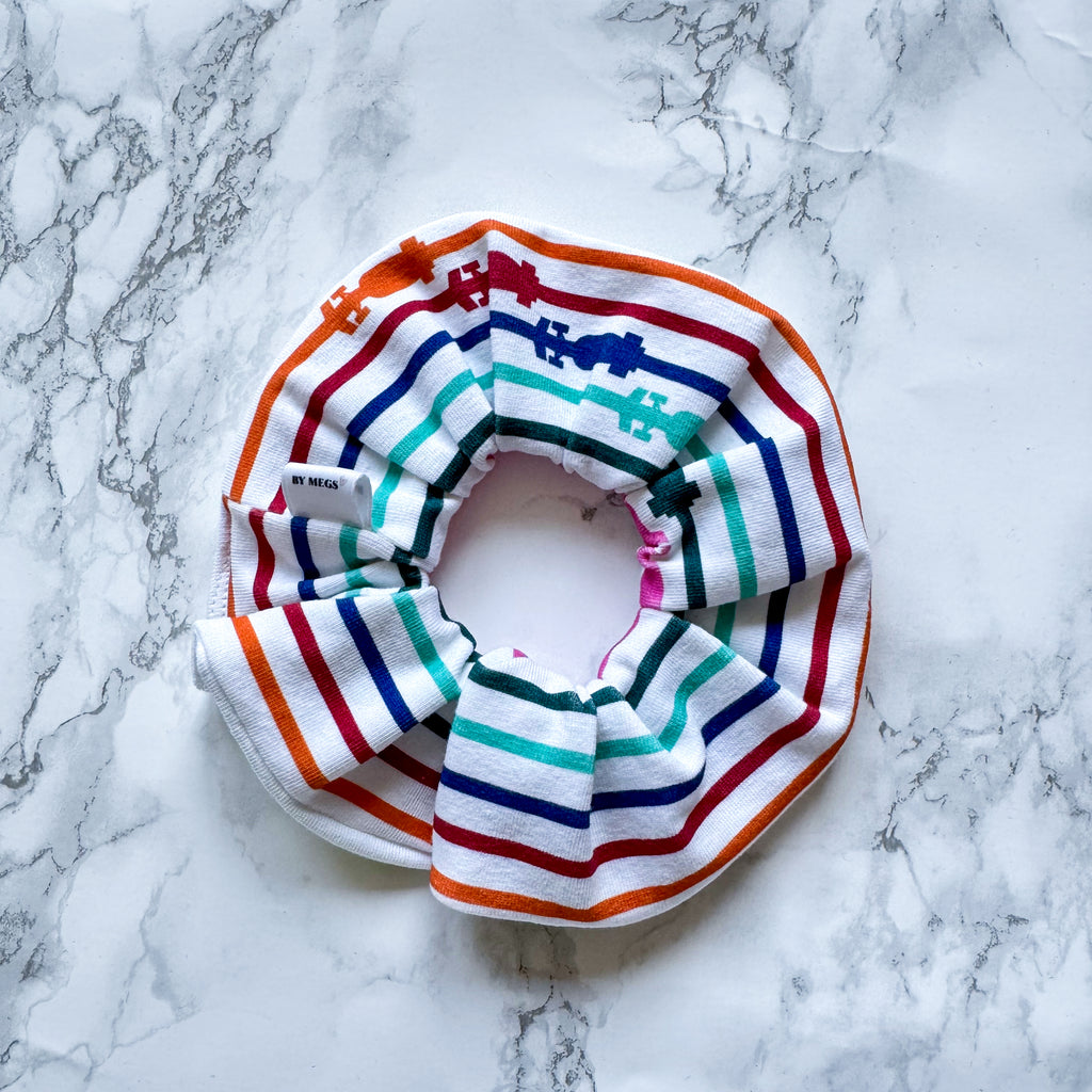 PRE-ORDER: Racing Scrunchie: Cars & Stripes