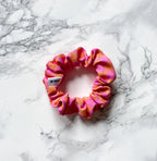 Racing Scrunchie: Checkered Flag Pink & Orange mini