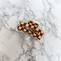Checkered Flag Brown Claw Clip