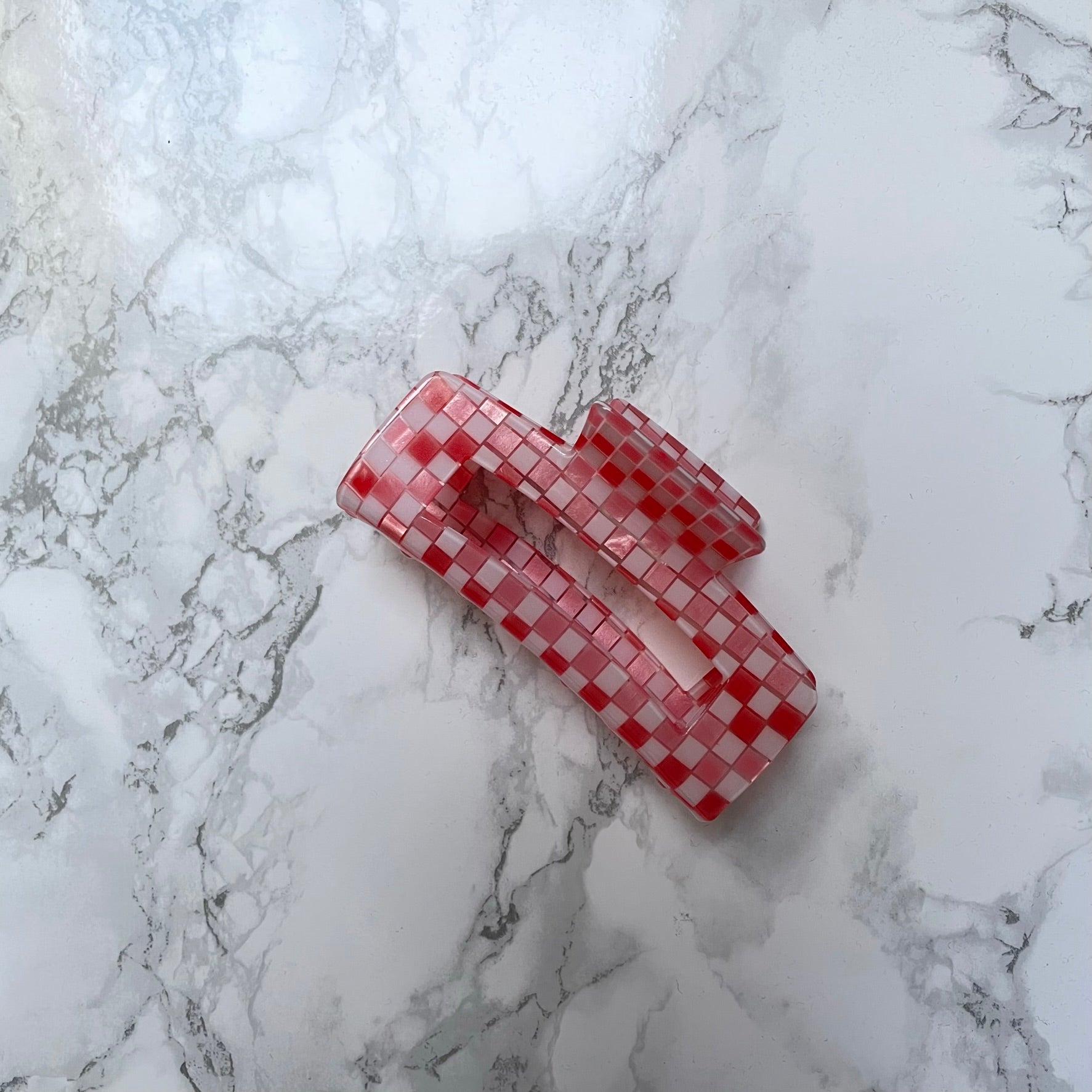 Checkered Flag Pink Claw Clip