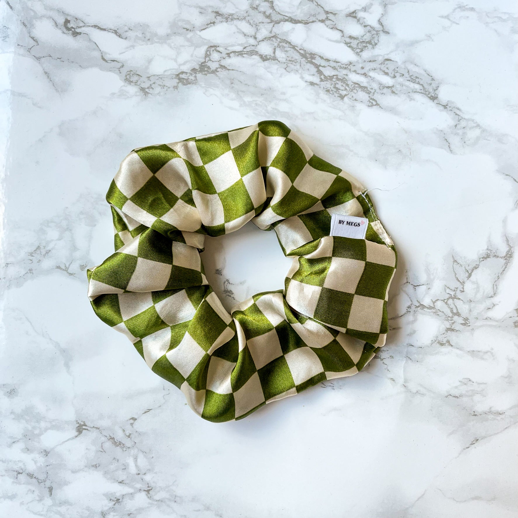 Racing Scrunchie: Checkered Flag Green